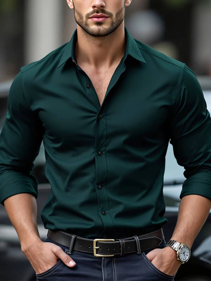 Men's Slim Fit Long Sleeve Wrinkle-Free Stretch Dress Shirt 8