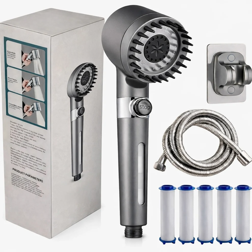 Filtered Shower Head with 5 Filters, 3 Spray Modes and Universal Fit 1
