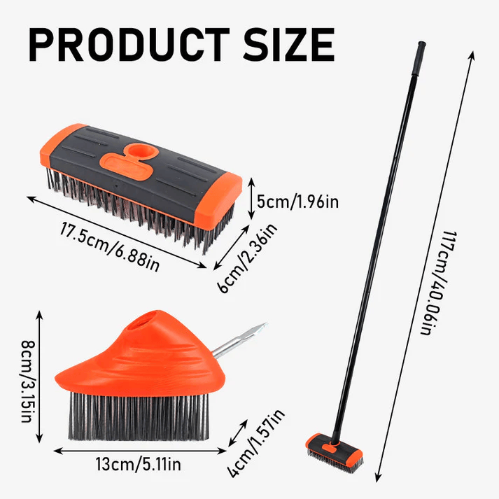 3-in-1 Weed Removal Brush Set with Long Handle for Patios and Paving 8
