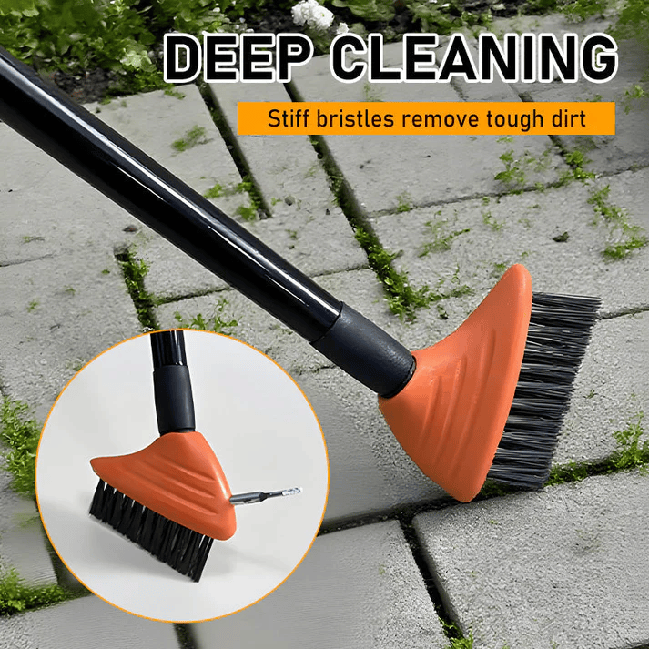 3-in-1 Weed Removal Brush Set with Long Handle for Patios and Paving 4