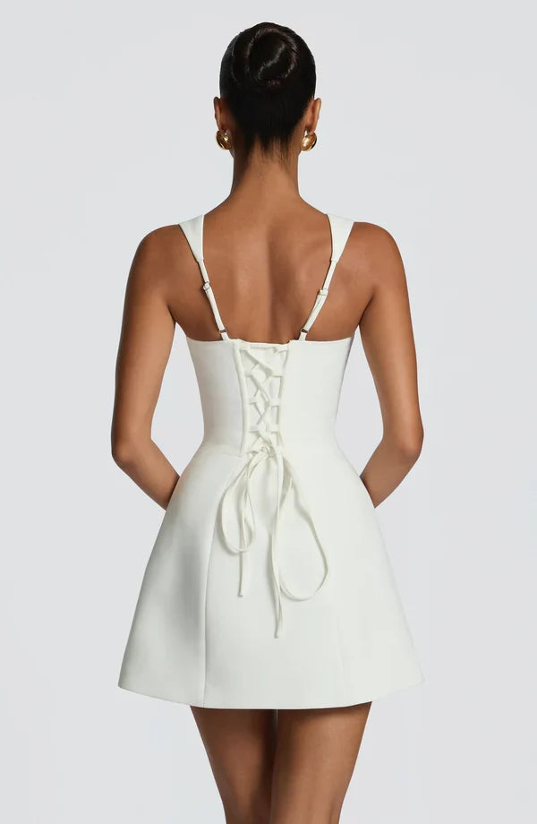 Isabeau Mini Dress – Boned Corset, Square Neck, Flared Skirt 4