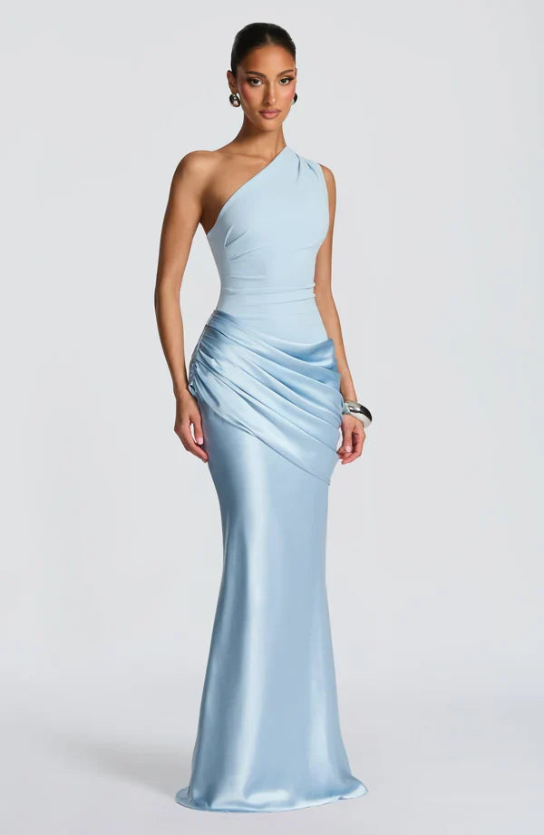 Sidonie One-Shoulder Draped Satin Maxi Dress 2