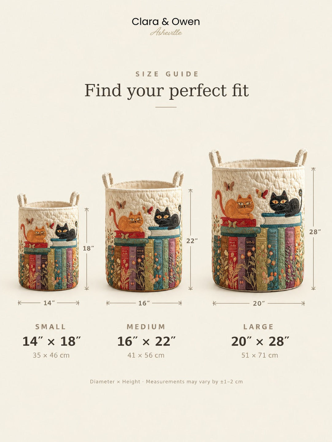 Quilted Cat Pattern Laundry Basket, Foldable Fabric Hamper with Handles 6