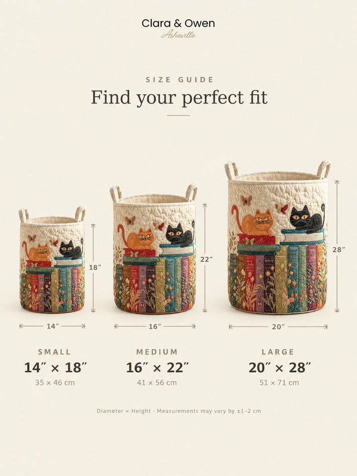 Quilted Cat Pattern Laundry Basket, Foldable Fabric Hamper with Handles 6