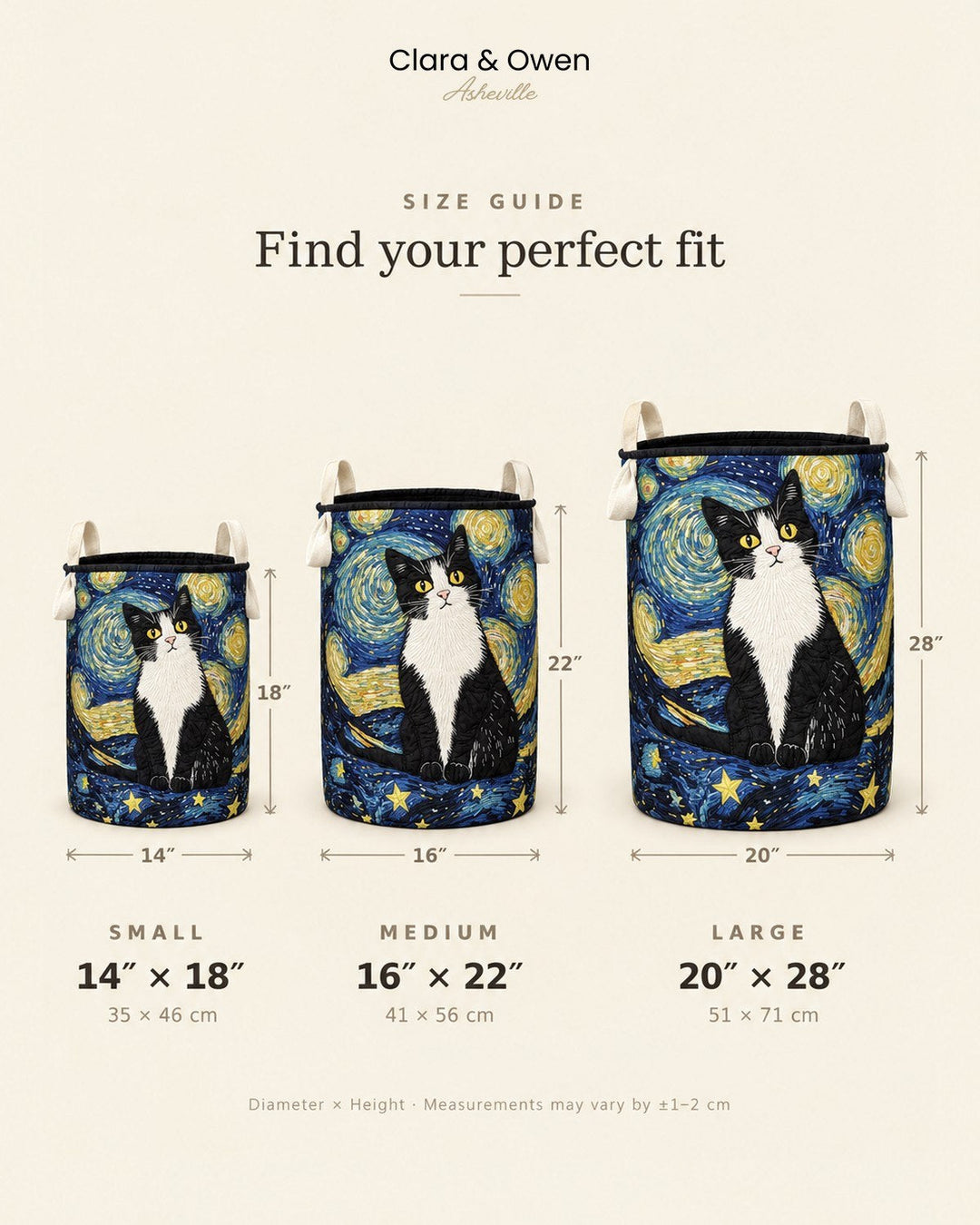 Quilted Cat-Design Laundry Basket, Self-Standing and Foldable 5