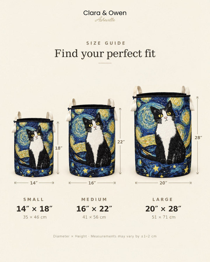 Quilted Cat-Design Laundry Basket, Self-Standing and Foldable 5