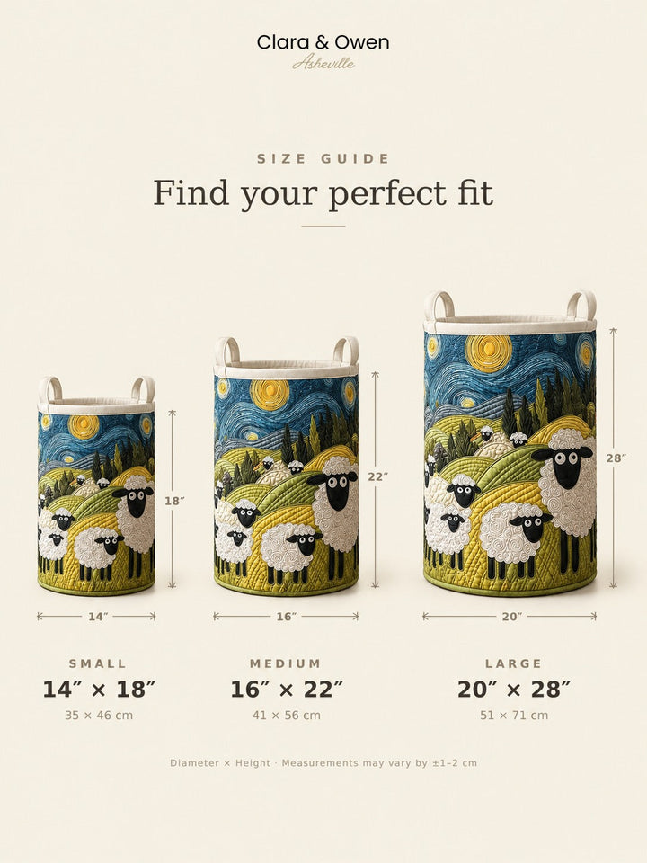 Quilted Laundry Basket with Lamb Meadow Print and Sturdy Handles 6