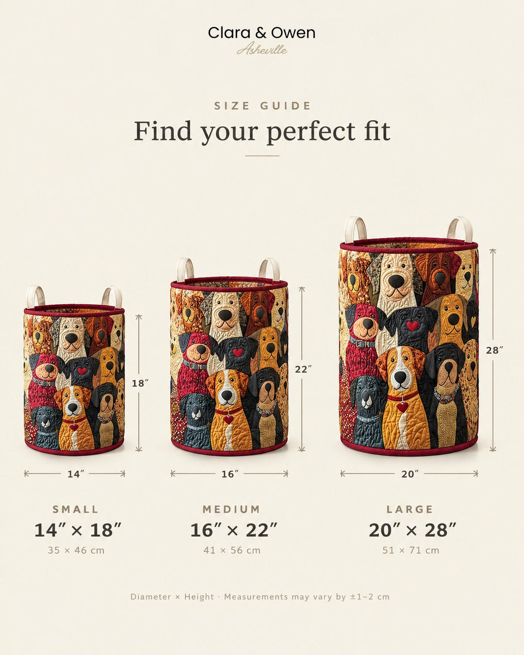 Quilted Patchwork Puppy Laundry Basket, Foldable Self-Standing Hamper 5