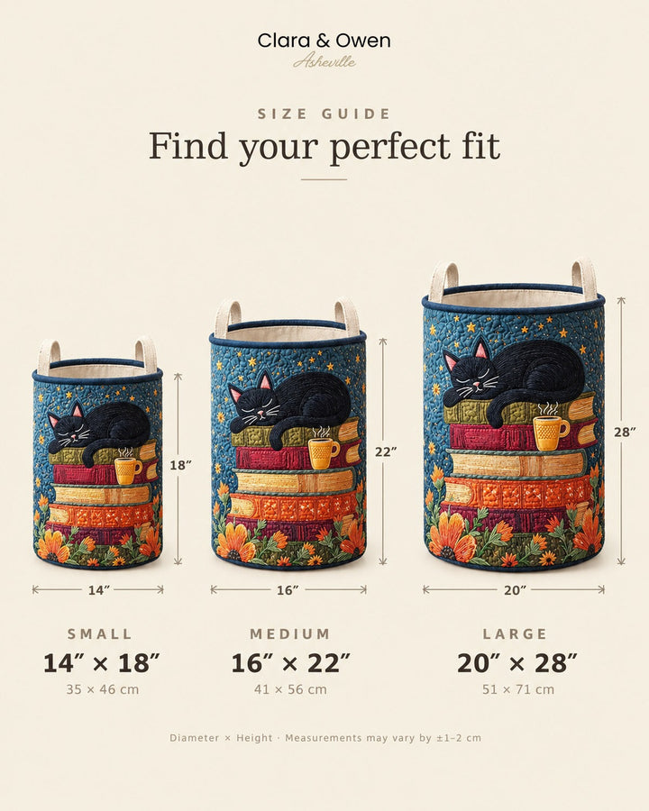 Quilted Cat Library Laundry Basket with Handles, Foldable Hamper in 3 Sizes 5