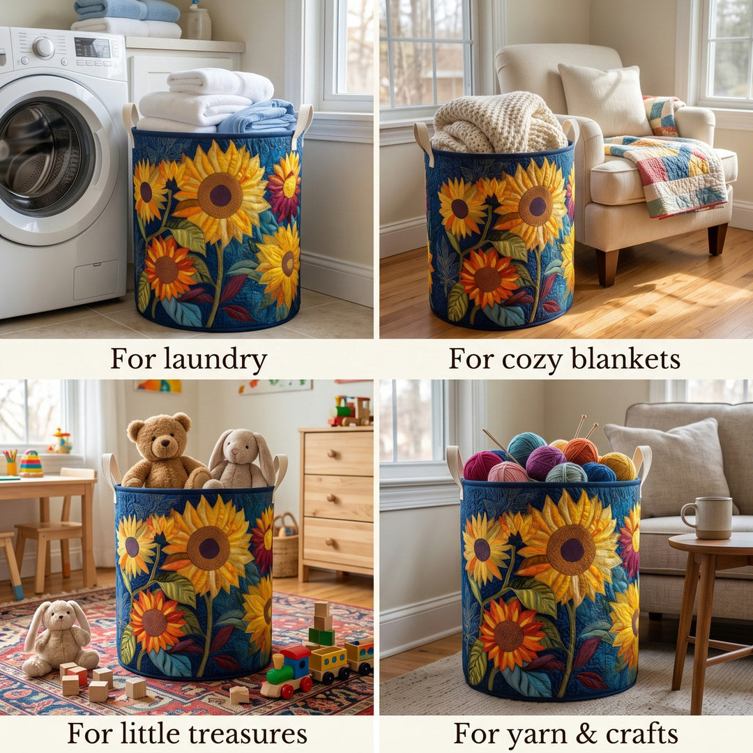 Padded Floral Laundry Basket with Sturdy Handles, Self-Standing Fabric Hamper 2