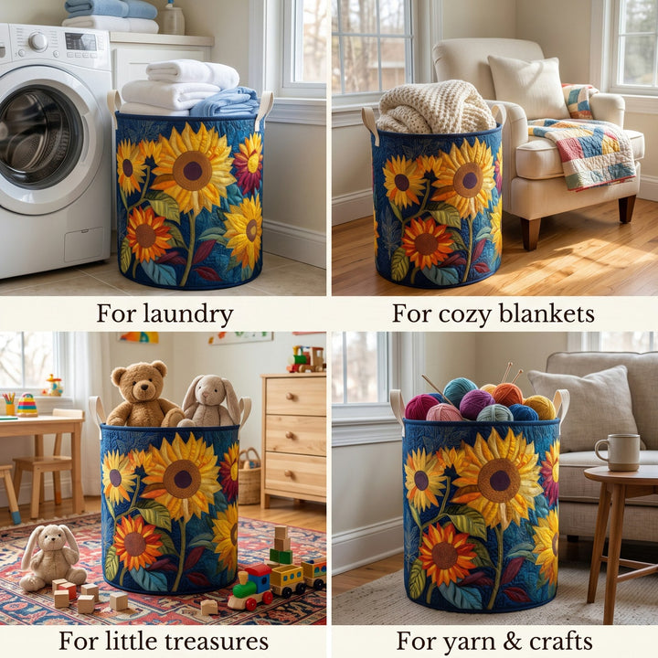 Padded Floral Laundry Basket with Sturdy Handles, Self-Standing Fabric Hamper 2