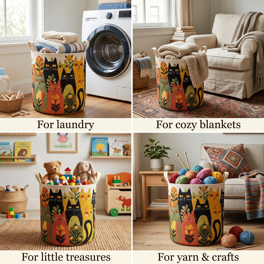Quilted Fabric Laundry Basket with Canvas Handles, Foldable & Freestanding 2