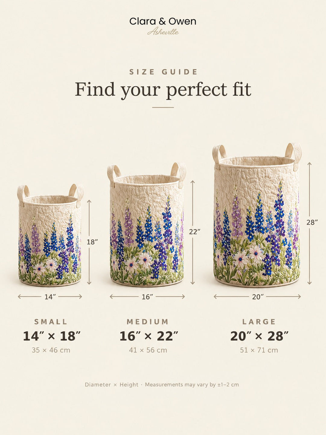 Quilted Wildflower Laundry Basket with Canvas Handles, Self-Standing and Foldable 6