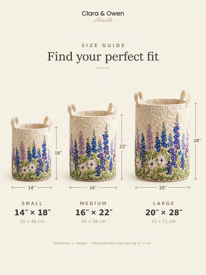 Quilted Wildflower Laundry Basket with Canvas Handles, Self-Standing and Foldable 6