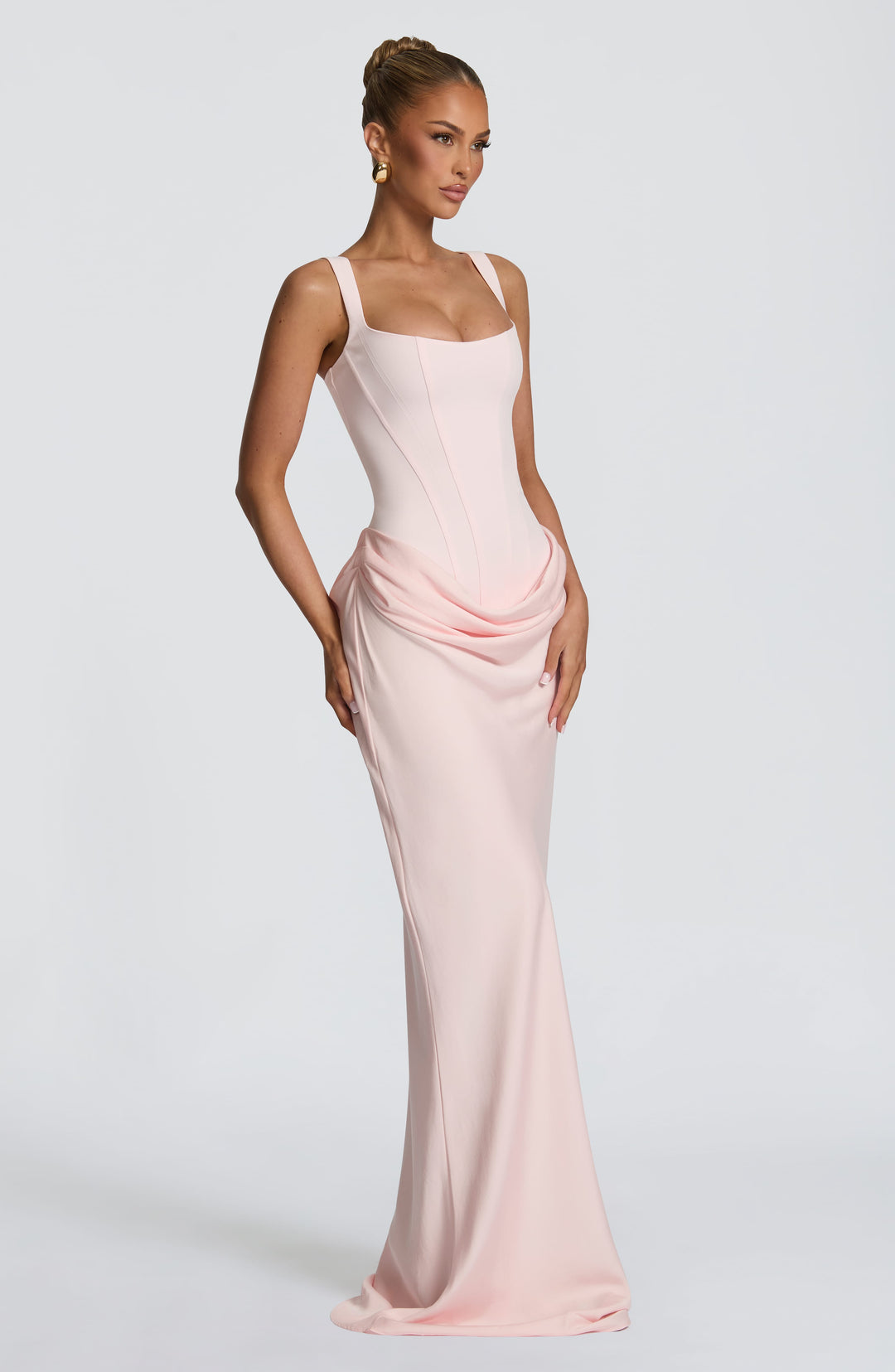 Square Neck Ruched Stretch Maxi Dress 14