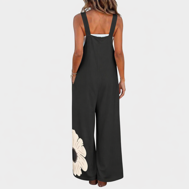 Women's Comfortable Printed Dungarees with Wide Legs 3