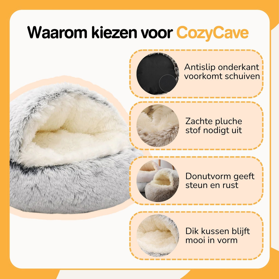 Fluffy Dog Bed with Hood, Plush Donut Cave Bed for Dogs and Cats 5