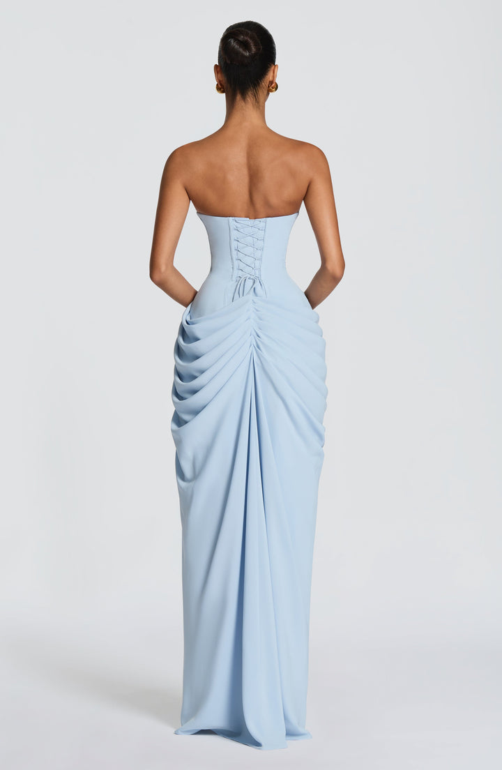 Lois Strapless Corset Maxi Dress with High Slit 22