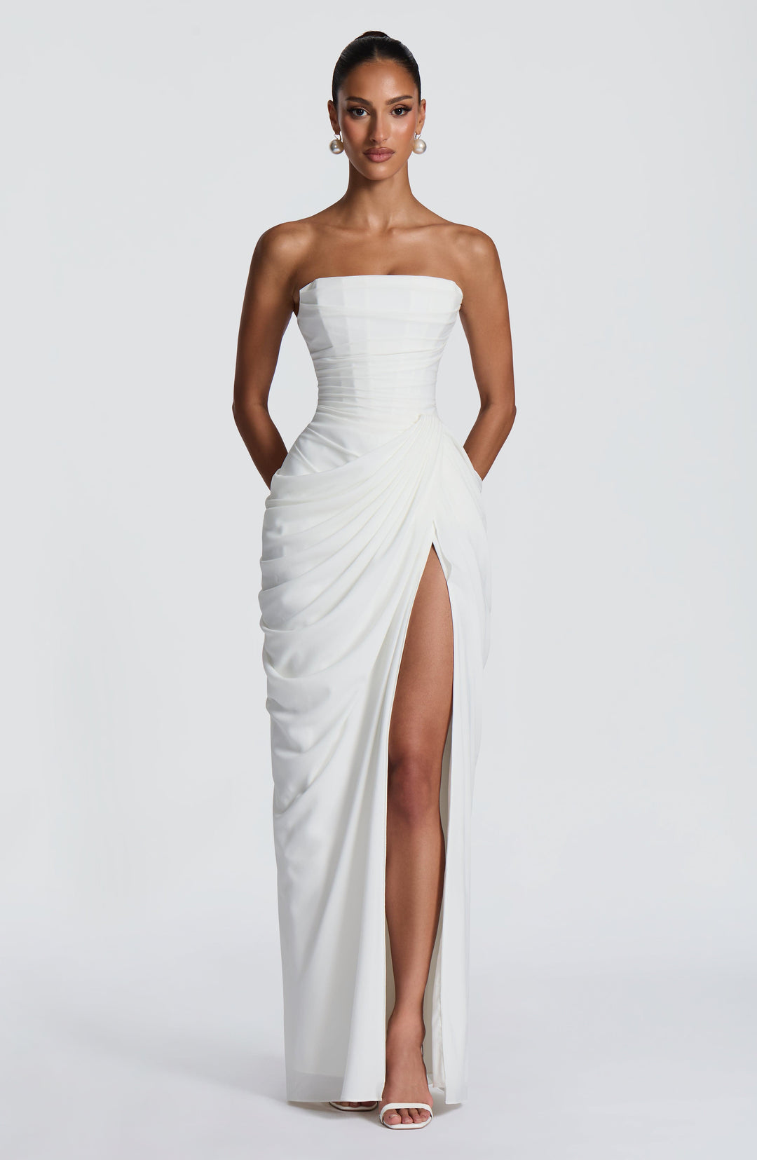 Lois Strapless Corset Maxi Dress with High Slit 7
