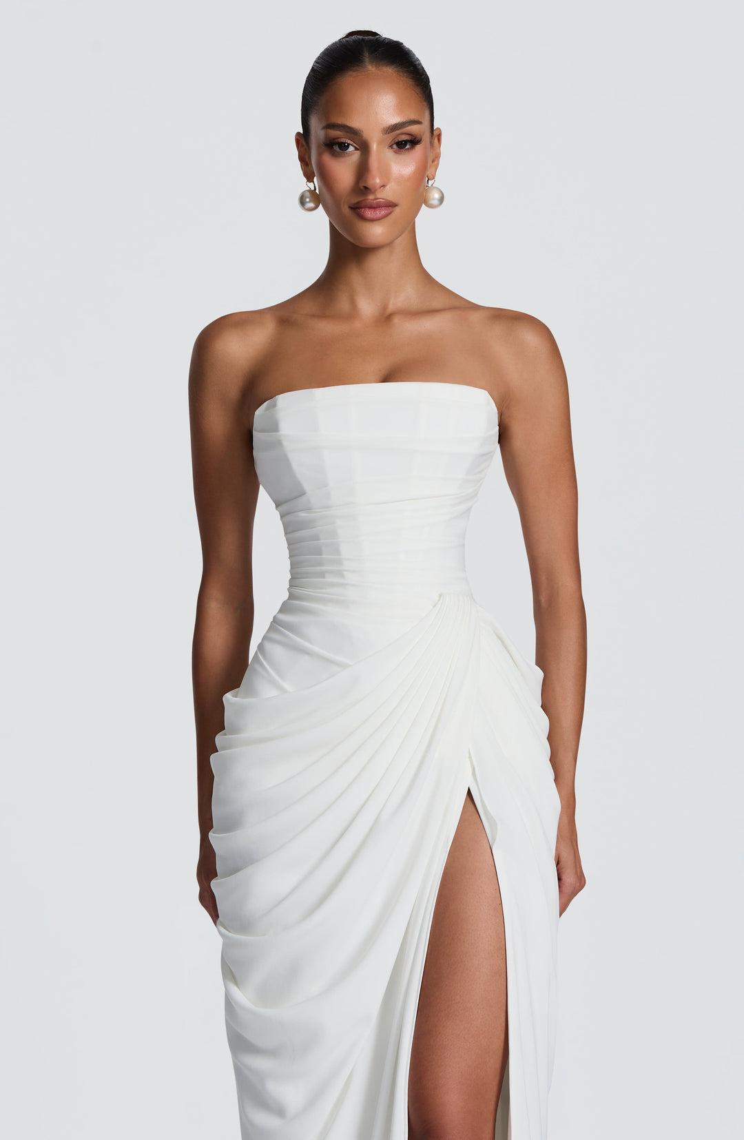 Lois Strapless Corset Maxi Dress with High Slit 8