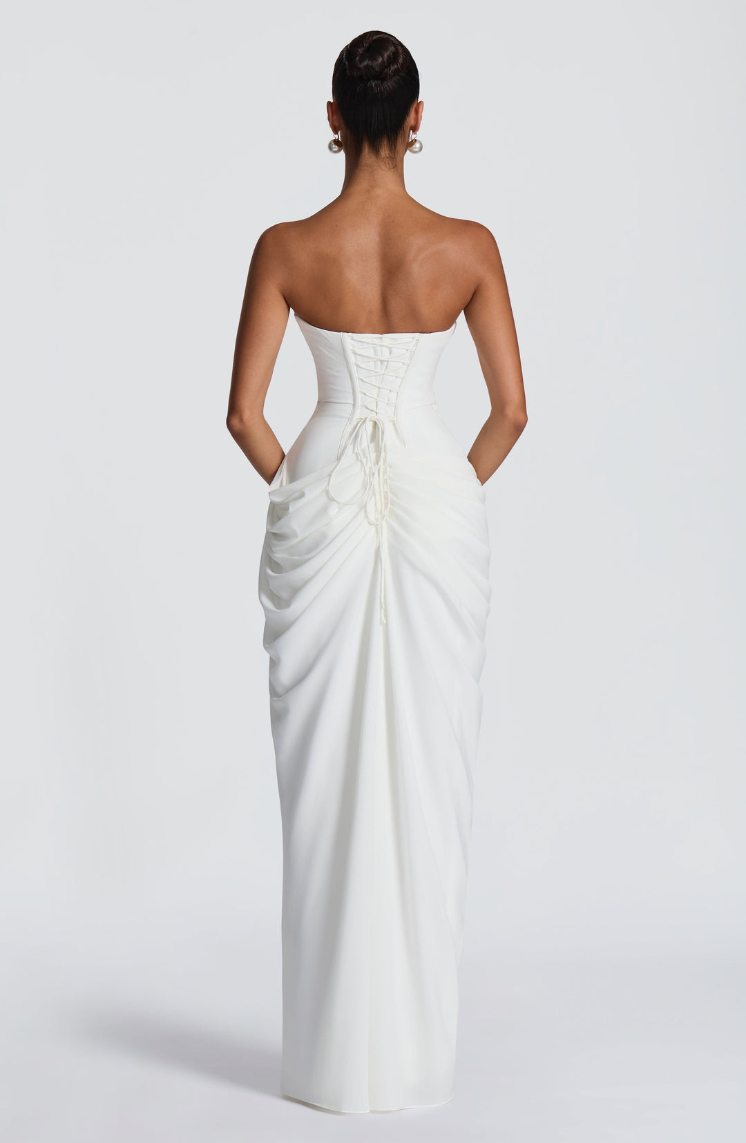 Lois Strapless Corset Maxi Dress with High Slit 10