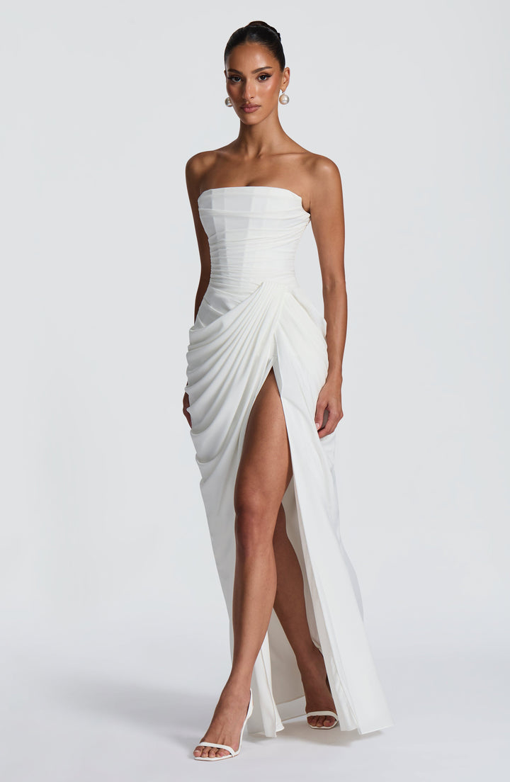 Lois Strapless Corset Maxi Dress with High Slit 9