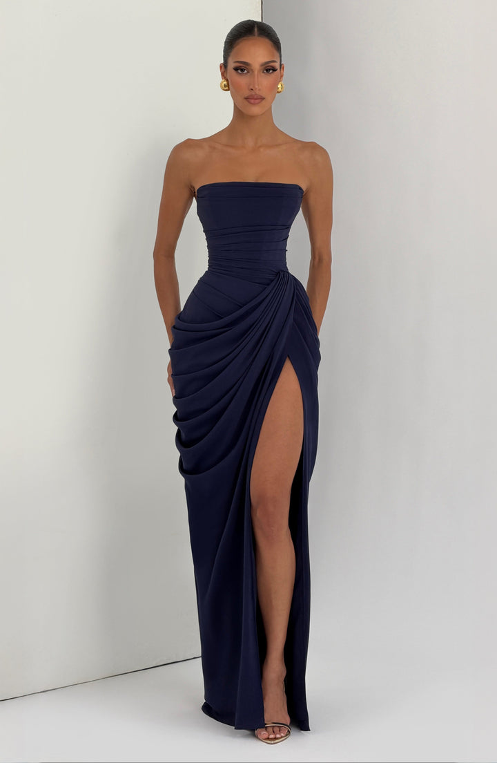 Lois Strapless Corset Maxi Dress with High Slit 20