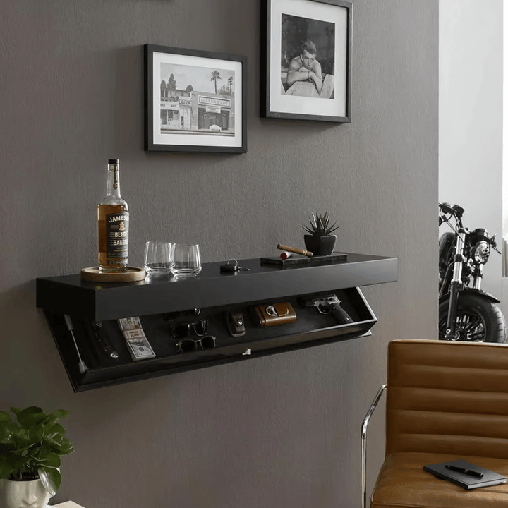 Solid Wood Floating Wall Shelf with Hidden Compartment | Minimalist Design 5