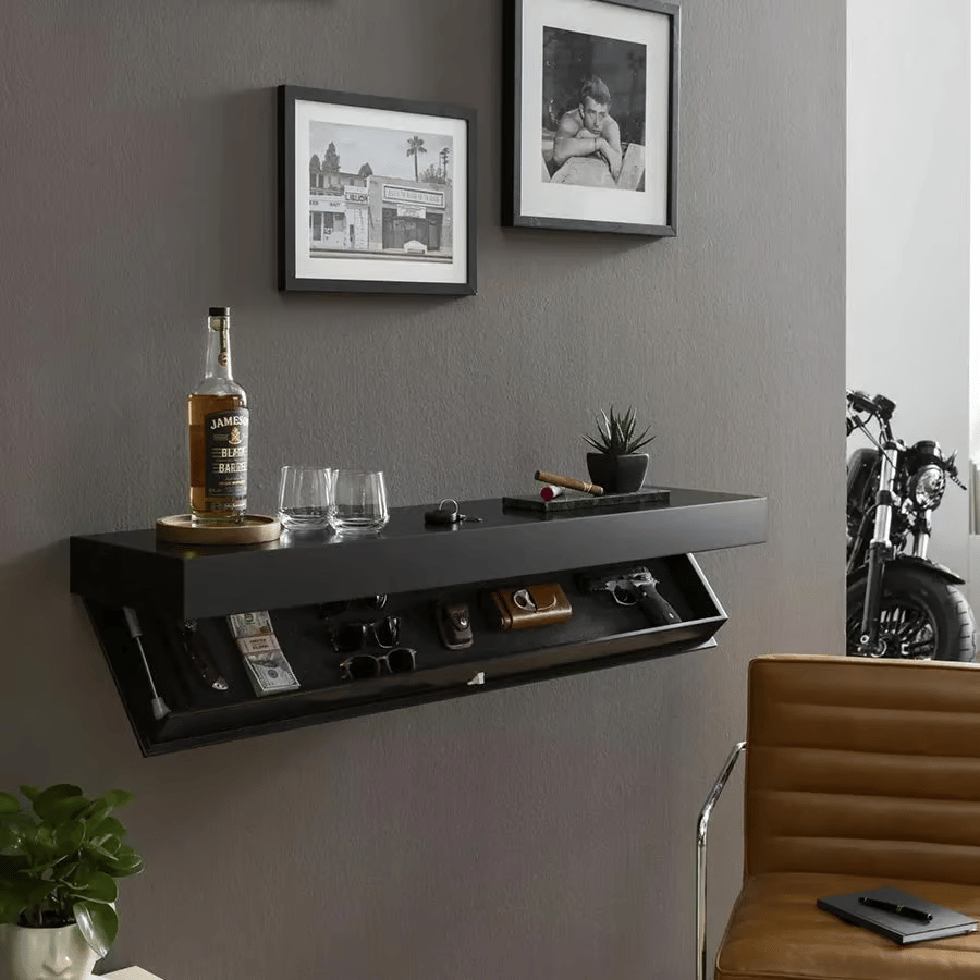 Solid Wood Floating Wall Shelf with Hidden Compartment | Minimalist Design 4