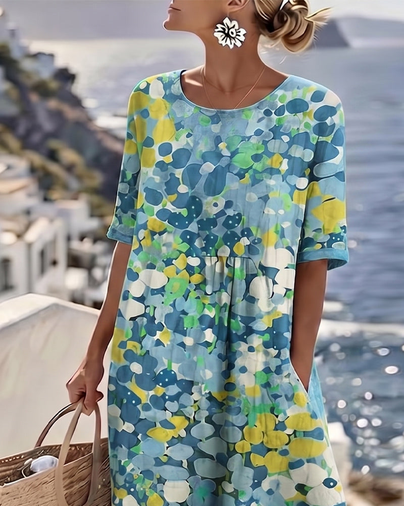 Santorini Midi Dress in Breathable Cotton Blend, Loose Flowing Fit 12