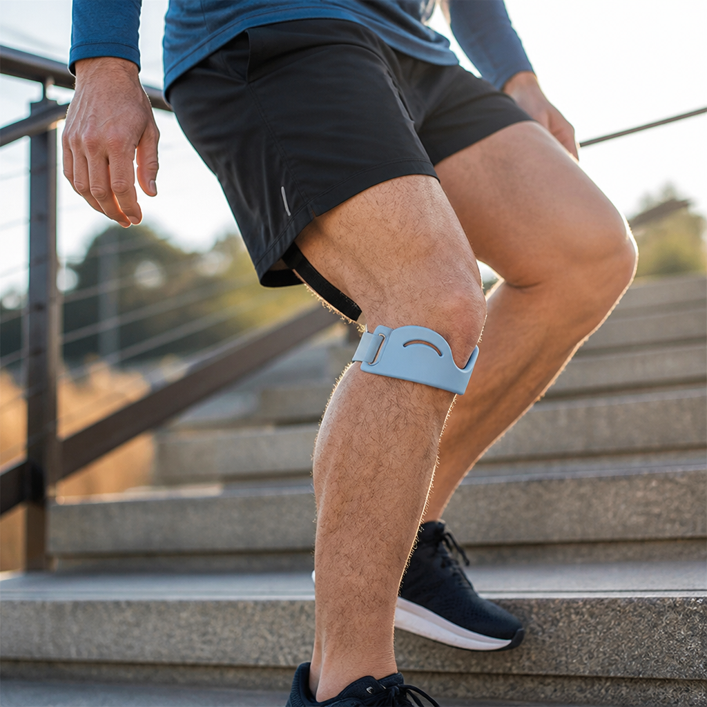 Adjustable Knee Support Strap with Silicone Pad and Dual Buckles, Breathable 4