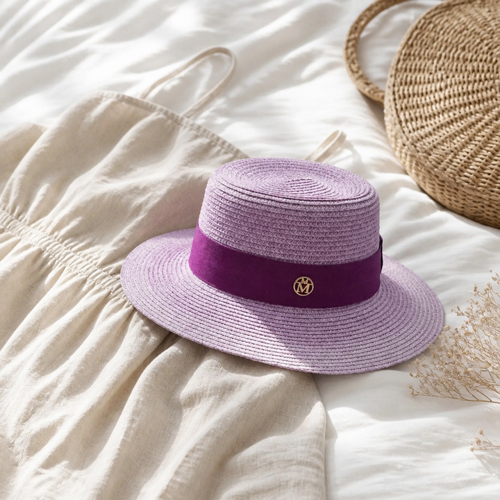 Woven Boater Hat with Flat Wide Brim – Wovena