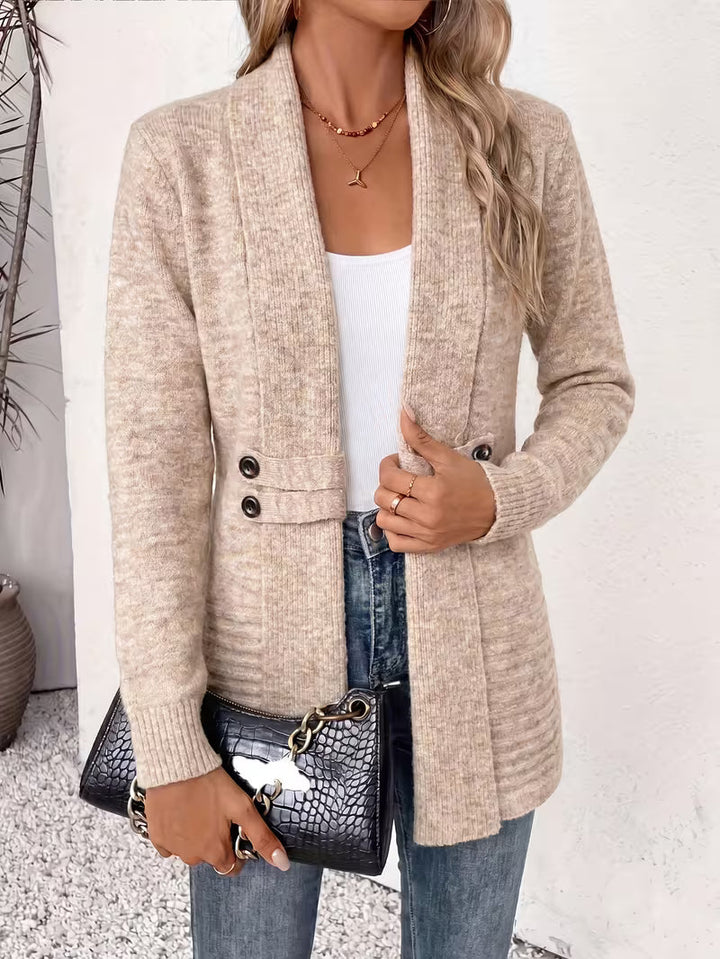 Women's Long Knit Cardigan with Flattering Fit and Shawl Collar 3