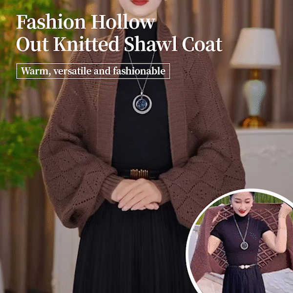 Open-Knit Shawl Cardigan with Wrap and Stole Styling 11