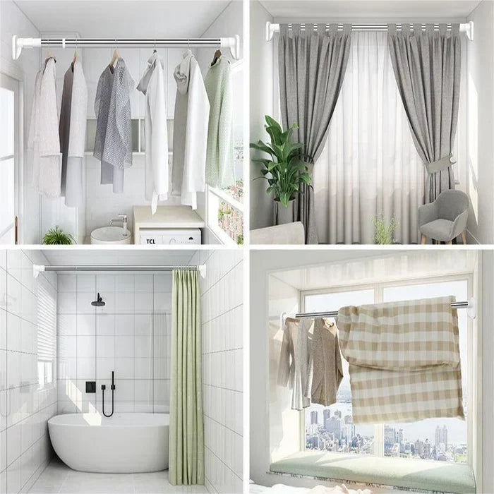 Drill-Free Adjustable Tension Rod for Curtains, Showers and Closets 2