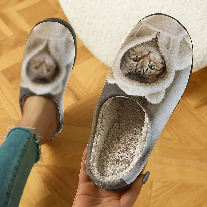 Cozy 3D Cat Face Slip-On Slippers 2