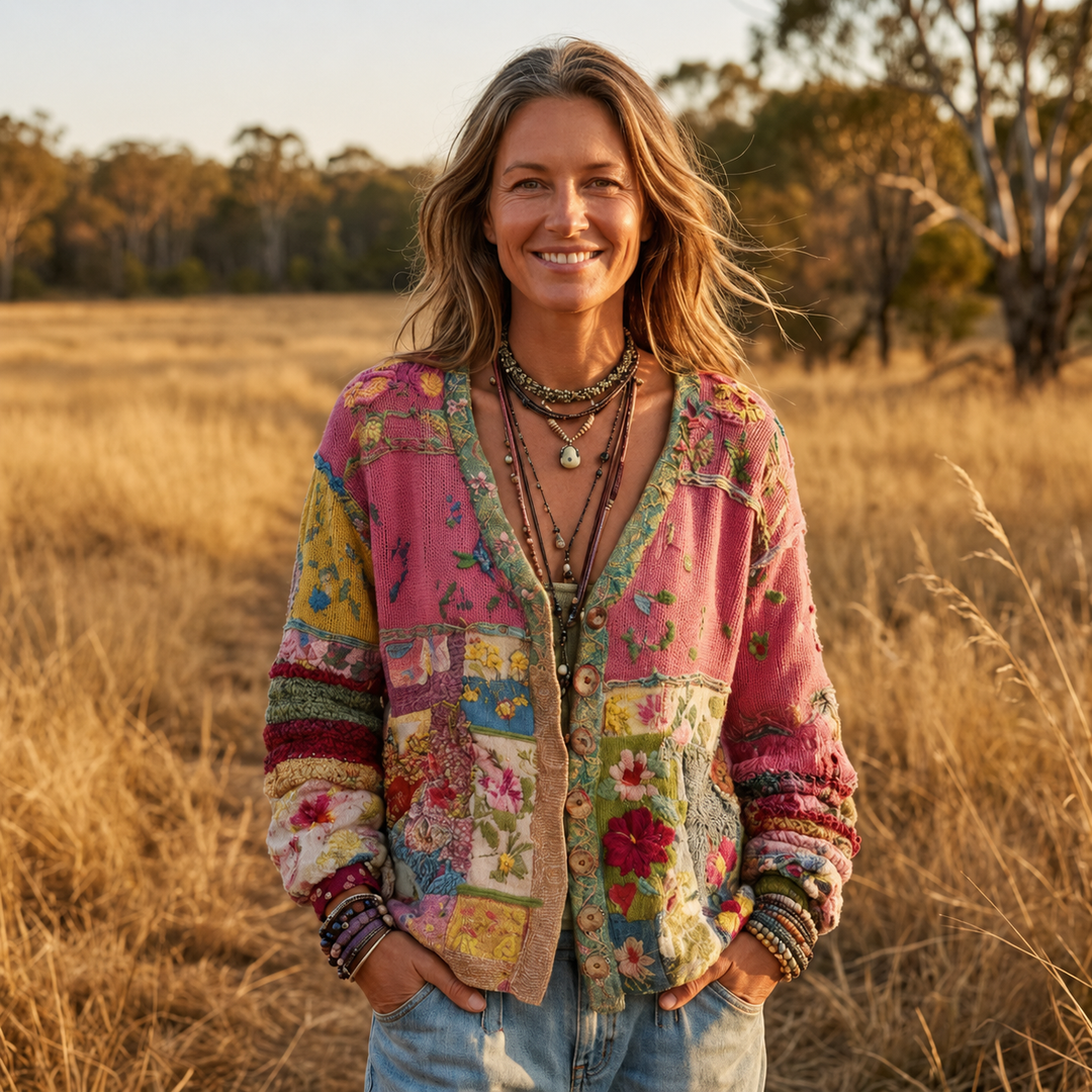 Boho Floral Patchwork Knit Jacket 1