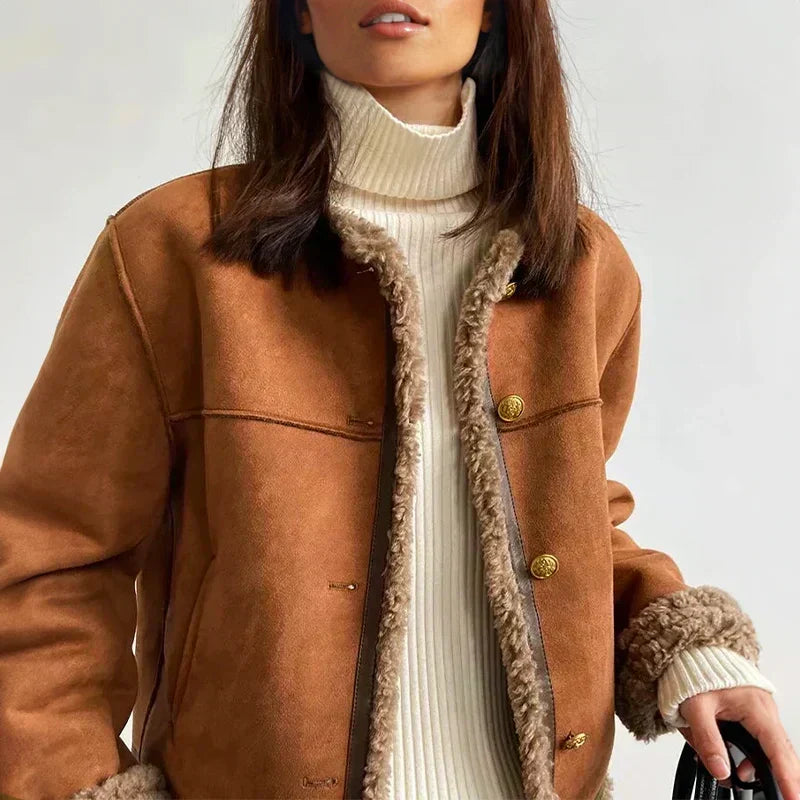 Women's Genuine Sheepskin Shearling Jacket, Refined Layer for Transitional Wear 2