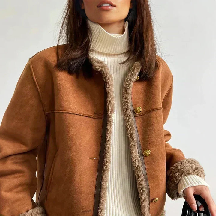 Women's Genuine Sheepskin Shearling Jacket, Refined Layer for Transitional Wear 2