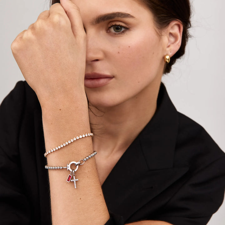 Nova Bead Birthstone Bracelet with Cross Charm 6
