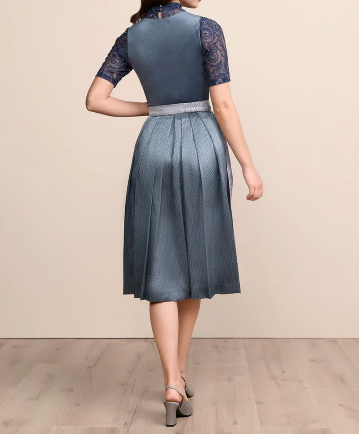 Women's Dirndl Dress with Decorative Trim, Apron and Pleated Skirt 3