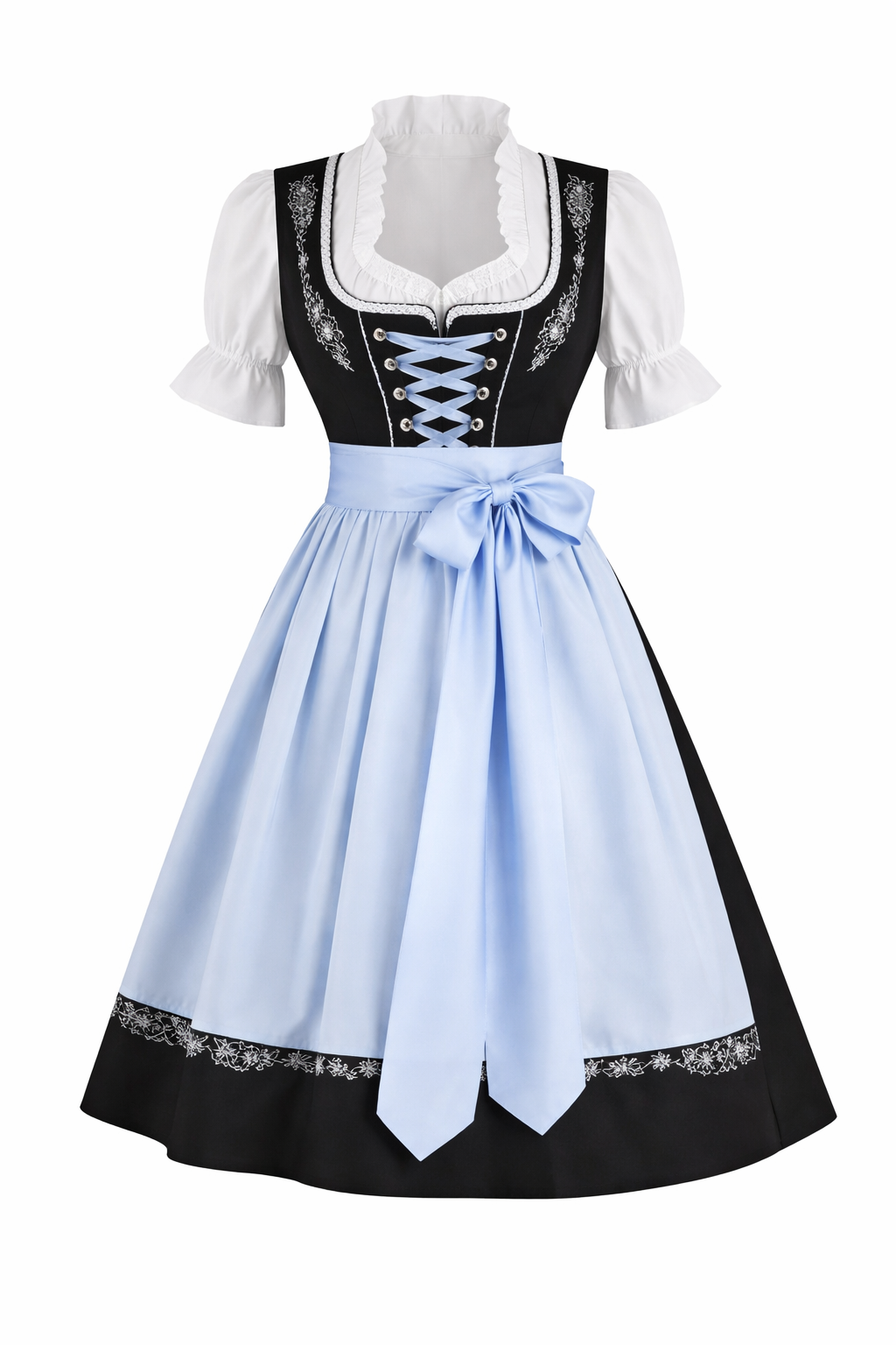 Women's Dirndl Set with Blouse, Lace-Up Front and Apron 4