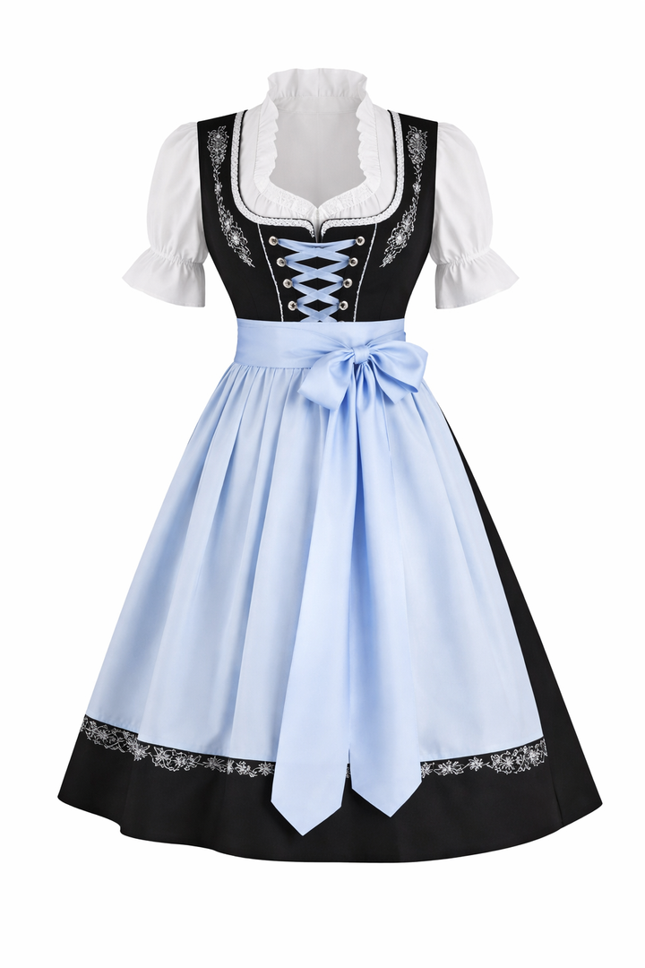 Women's Dirndl Set with Blouse, Lace-Up Front and Apron 4