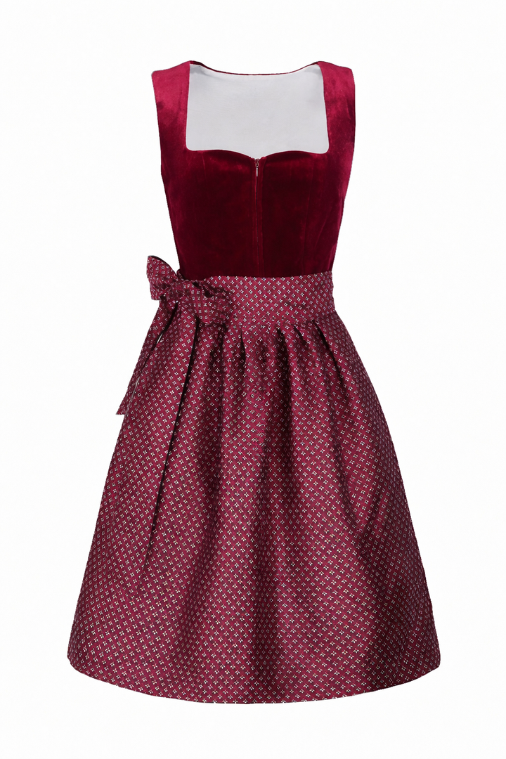 Women's Dirndl Set with Velvet Bodice and Apron 1