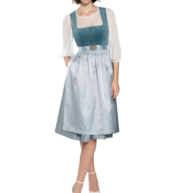 Women's Dirndl Set with Stand-Up Collar Blouse and Skirt 1