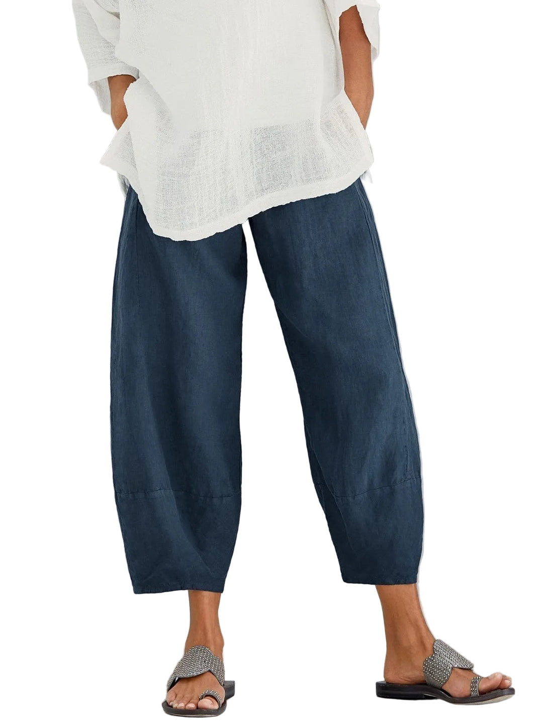 Women's Pants with Elastic Waistband and Wide Leg Fit 1