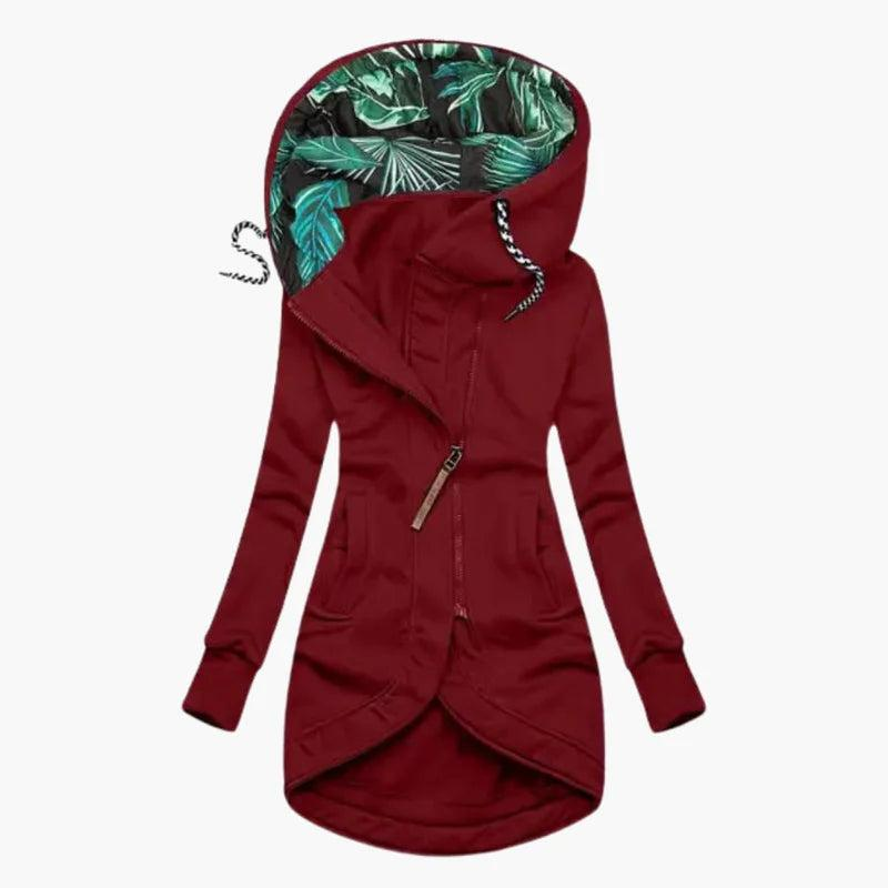 Women's Long Hooded Jacket with Asymmetric Zipper 4