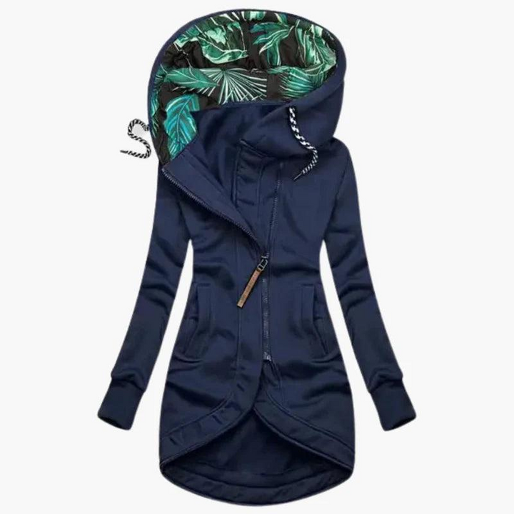 Women's Long Hooded Jacket with Asymmetric Zipper 5