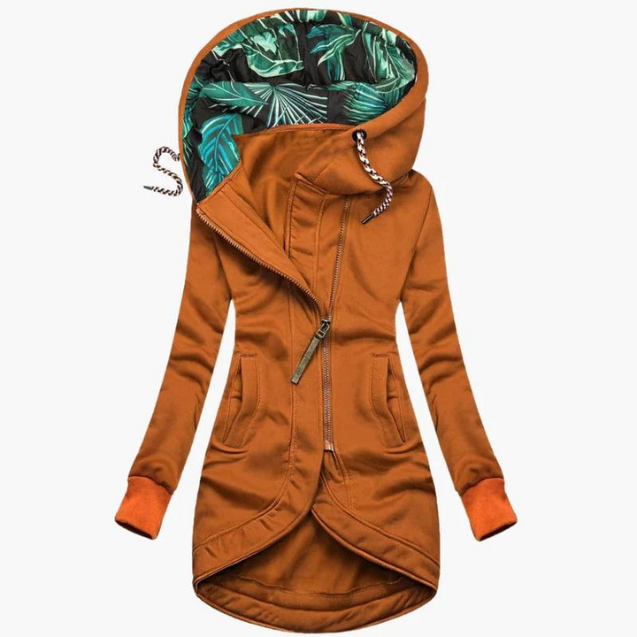 Women's Long Hooded Jacket with Asymmetric Zipper 6
