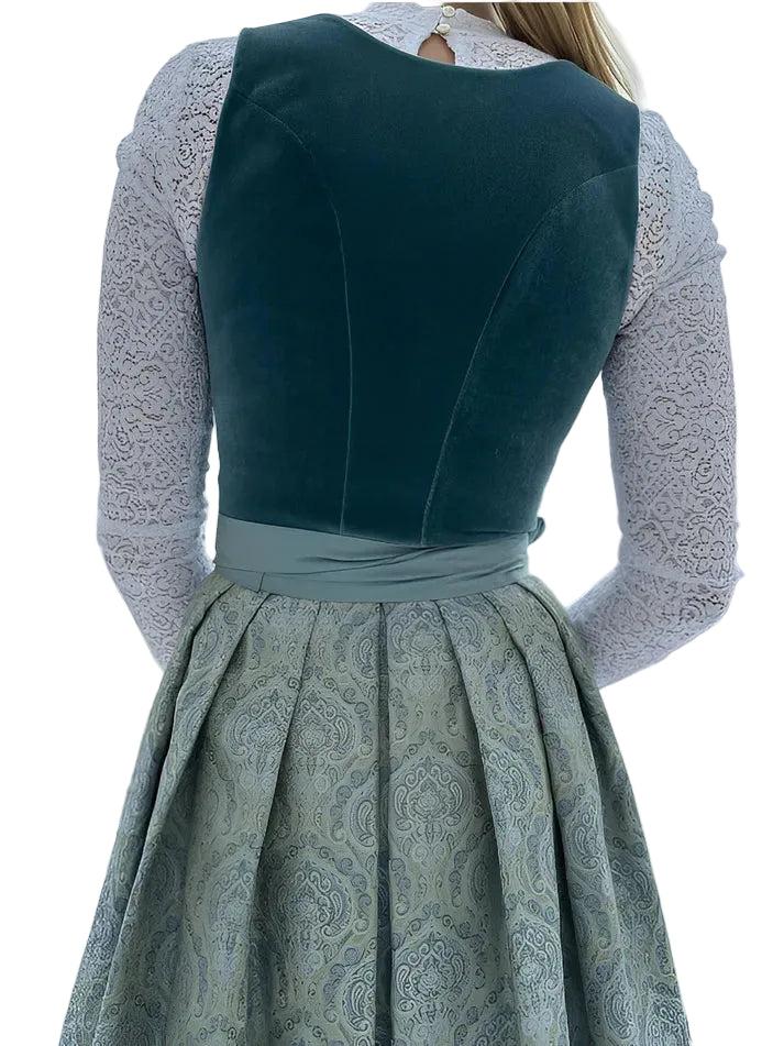 Women's Traditional Midi Dirndl Dress with Apron 3